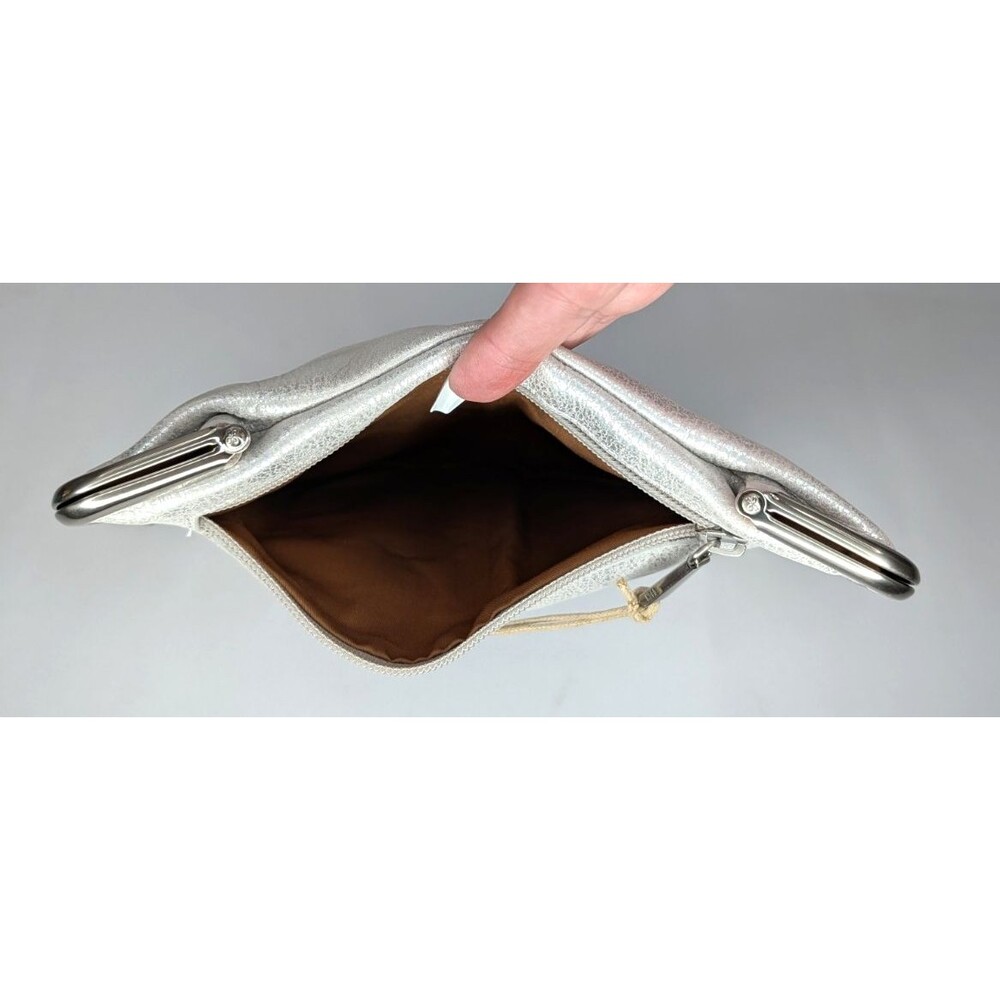 Hobo Lauren Double-Frame Leather Vintage Style Wallet - Silver, NWT - Picture 5 of 9